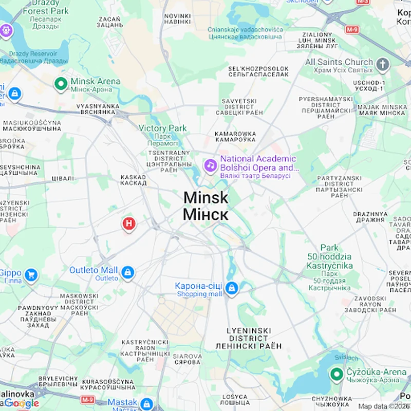Карта зоны выезда по Минску